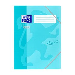 OXFORD by ELBA Hoekspannermap met elastiek voor een veilige sluiting, 3 afgeronde inslagkleppen, stevig karton met soft touch oppervlak A3, 10 Stuk aqua