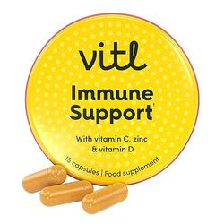 Vitl Immune Support Supplement - 15 Vegan Capsules - with Vitamin D, Vitamin C, Folate, Zinc, Turmeric & Elderberry Extracts
