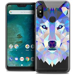 CASEINK Coque pour Xiaomi Mi A2 Lite (5.8) Housse Etui [Crystal Gel HD Polygon Series Animal - Souple - Ultra Fin - Imprimé en France] Loup