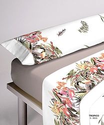 Serena Tropico Set da Letto, Poliestere 50% Cotone, Beige, 200x200x27 cm
