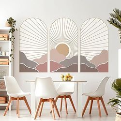 Ambiance Sticker Non-Woven Wallpaper Pre Glued Giant Frescoes - Trio d'Arches Sunset Asian - Decorative Adhesive - 90 x 135 cm
