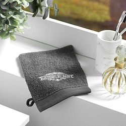 DOUCEUR D'INTERIEUR - Juego de 2 Guantes de baño (15 x 21 cm, Esponja Bordada), Color Gris