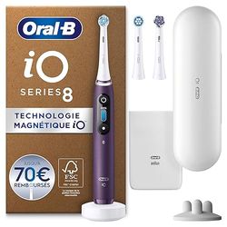 Oral-B iO Series 8 Plus Edition Brosse à Dents Électrique Toothbrush 3 Brosses à Brosser, 6 Modes de Nettoyage Dentaire, Écran Couleur & Étui de Voyage Emballage Recyclable, Violet