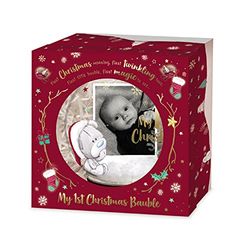 Me To You Bear My First Christmas Baby Tree Bauble ,Glass,with Photo, XGT92005, Blue,gold,grey,red
