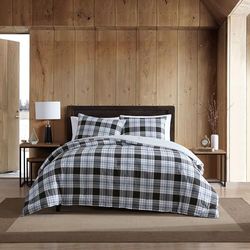 Eddie Bauer 221166 Lewis Plaid Duvet Cover Set, Navy, Full/Queen