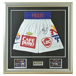 MemorabiliaOutlet Signed Manny Pacquiao Framed Trunks - Pacman v Bradley 13