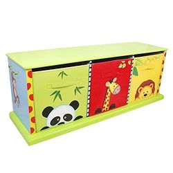 Fantasy Fields Etagère Enfant Sunny Safari Bois avec 3 paniers bacs de Rangement Tissu TD-0131A