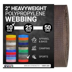Strapworks Sangle en polypropylène Lourd – Sangle en polyéthylène Robuste pour réparation d'équipement de Bricolage en extérieur, 5,1 cm x 9,1 m – Marron