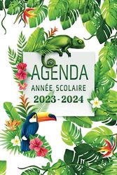 Agenda année scolaire 2023-2024 Fleurs, plantes et animaux exotiques : Jungle tropicale: Collège, lycée, étudiant | 2 jours par page | Original | ... tropicales | Oiseaux exotiques | Caméléon