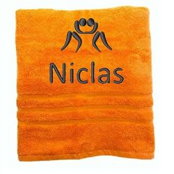 Sumo Asciugamano personalizzato con nome Nome sportivo splendidamente ricamato Asciugamano da bagno Asciugamano in cotone 100% personalizzato con nome (100 x 50 cm, Sumo)