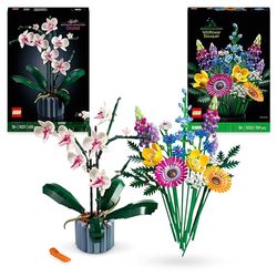 LEGO Icons Bundle Botanico: Include Bouquet Fiori Selvatici (10313) e Orchidea (10311), Set Collezione Botanica con Piante Artificiali, Artigianato Fai da Te per Adulti, Regalo per Casa, Lei o Lui