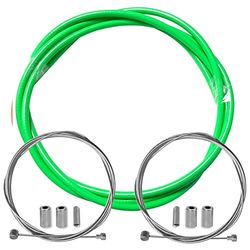 cyclingcolors fietsremmantel met kabeleindkappen kit voor achter compatibel met Shimano Sram cyclus stad weg mountainbike inzetstuk performance kabel (neongroen)