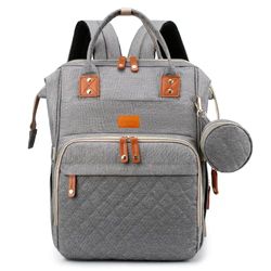 Edibaby, Mochila Carro Bebe, Cambiador Pañales Bebes, Mochilas Pañaleras, Bolsa Pañales Maternidad para Mama, Portatil con Ganchos para Carro (Gris)