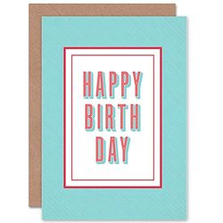 Wee Blue Coo CARD BIRTHDAY TYPOGRAPH RED BLUE GIFT