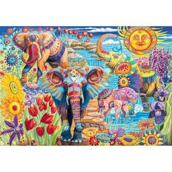 Clementoni - Puzzle pour Adultes 500 Pièces, HQC Elephants' Carnival - Compact Box, Boxact Bo Fabriqué en Italie, 35578