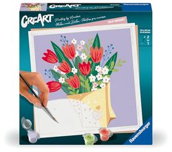 Ravensburger - CreArt Adultos Serie Trend Square: Ramo de Tulipanes | Pintar Por Numeros Adultos | Kit Manualidades Adultos | Colorear Por Numeros Adultos Que Incluye Pintura Y Lienzo
