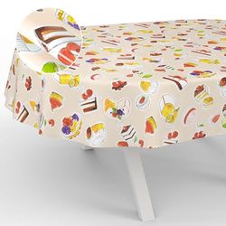 Vaxduk bordsduk tvättbar vaxduk vaxduk trädgårdsduk utomhus inomhus oval 180 x 140 cm skärkant efterrätt beige