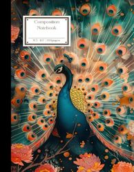 Glamorous Peacock Composition Notebook for School and Work: Composition Note for Study Notes,Work Laptop,Creative Workspace,Entertainment Hub