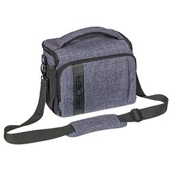 PEDEA SLR"Fashion per fotocamera Sony Alpha 7R, Alpha 7S, SLT-A57, SLT-A77 V/Panasonic Lumix DMC-FZ72/Olympus E-M5 OM-D (taglia XL) grigio con pellicola protettiva per display