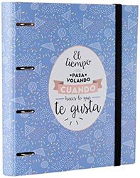 Grupo Erik Amelie Classic Blue 4 Ring Binder - A4 Folders Ring Binder - 10.6 x 12.6 inches / 27 x 32 cm - Ring Binder A4 - A4 Ringbinder - 4 Ring Binder A4 - Cute Stationery