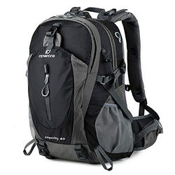 FENGDONG 40L Waterdichte Lichtgewicht Wandelen, Camping, Reisrugzak voor Mannen Vrouwen, A2-upgraded-zwart, 20.5 x 13 x 7.1inches, Reizen
