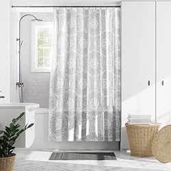 Zenna Home Medallion - Cortina de Ducha Impermeable de PEVA, 70 x 72 Pulgadas, Color Blanco