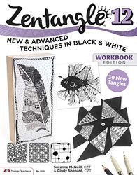 Design Originals Zentangle 12, Workbook Edition: New and Advanced Techniques in Black and White,0.22x21.59x27.3 cm