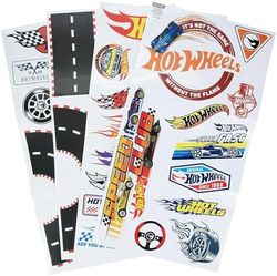 Hot Wheels - Calcomanías de pared con licencia oficial para habitación de niños, pista de coche de juguete reutilizable, decoración de pared de sala de juegos, decoración de dormitorio para niños y