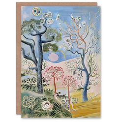 Artery8 Greeting Card Abstract Trippy Pastel Trees Landscape Boho Blank For Him Or Her Art Birthday Card