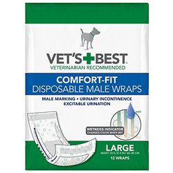 Vet's Best Comfort Fit Wegwerp luiers voor mannelijke honden | Absorberende mannelijke wraps met lekvrije pasvorm | Grote 12 Pack