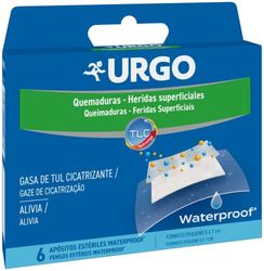 Urgo - Quemaduras y heridas superficiales Waterproof - Apósitos estériles Impermeables - Formato pequeño 6 apósitos de 5 x 7 cm