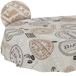 ANRO Washable Textile Fabric Tablecloth, Cotton, Polyester, Coffee, Oval, 180 x 140 cm, for Indoor and Outdoor Use