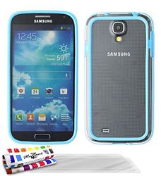 MUZZANO Original Hybrid Bumper Cover Case met 3 Ultraclear Screen Protectors voor Samsung Galaxy S4 - Blue Lagoon