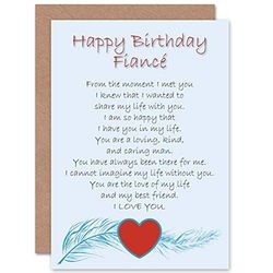 Wee Blue Coo BIRTHDAY FIANCE LOVE POEM NEW ART GREETINGS GIFT CARD