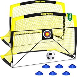 Happy Jump Buts de Football – Filet Pop-Up Extérieur avec Cibles, Ballon, Pompe, Cônes – 7x5 FT by Pro