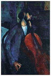 ArtPlaza TW92529 Modigliani Amedeo - The Cellist decoratieve panelen, hout MDF, meerkleurig, 60 x 90 cm