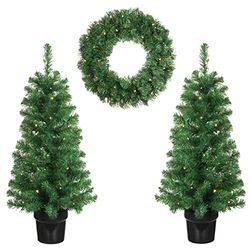 Edelman Set van 3 slingers en 2 leds op batterijen, kerstboom, meerkleurig, 8718861442526