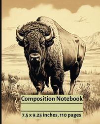 Composition Notebook: Vintage American Bison Illustration, 110 Lined Pages