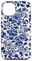 Blu Chinoiserie Motivo Floreale Vintage Floreale Custodia per iPhone 13