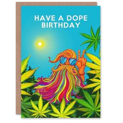 Artery8 Have A Dope Day Happy Colourful Beard Hippie Blank For Him Or Her Art Birthday Card