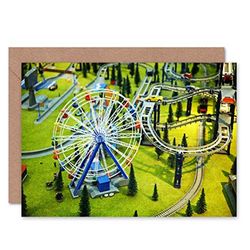 Wee Blue Coo FERRIS WHEEL FAIR GROUND MODEL BLANK GREETINGS BIRTHDAY CARD ART