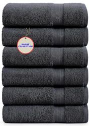 KAHAF COLLECTION Asciugamani da bagno in 100% cotone, colore grigio, 61 x 122 cm, ad asciugatura rapida, altamente assorbenti, morbidi al tatto, per palestra, spa, bagno, doccia, piscina, asciugamani