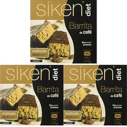 Siken Diet - Barritas con Cobertura de Chocolate Sabor a Café, Ricas en Proteínas, Ayuda al Control del Peso, Snack Ideal para Picar entre Horas, 130 Kcal por Unidad - 5 x 36 g (Paquete de 3)