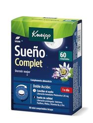 Kneipp Sueño Complet, Tranquilizante Natural para Dormir, Pastillas de Valeriana, Pasiflora y Melatonina, Tecnología Bicapa para Conciliar y Mantener el Sueño, 60 Comprimidos (1,85mg)