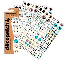 Décopatch - Ref C735O - Cute Eyes Assortment Paper Pack - Each Sheet 30 x 40cm, Pack of 3 Paper Sheets - Best Used With Décopach Glue & Varnish, Multicoloured