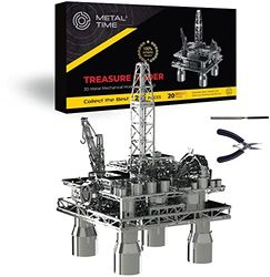 METAL-TIME Forage offshore modèle de bas de ligne en métal, plate-forme offshore casse-tête en métal 3D, kits de modèle 3D à construire pour adultes, 8 niveaux de difficulté 250 pièces.