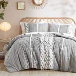 INK+IVY All Season Comforter Cover Bedding Set, Matching Shams, Cotton, Gray, King