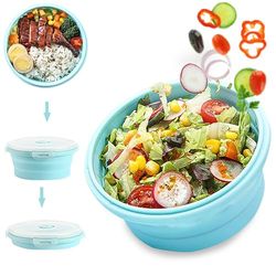 Opvouwbare kampeerkom, opvouwbare lunchbox van siliconen, rond, intrekbaar, voedselcontainers, bento box, voedselopslag, siliconen opbergdoos, slakom met deksel