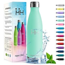 HoneyHolly Drinkfles van roestvrij staal, 750 ml, thermosfles, BPA-vrij, sportfles, lekvrij, waterfles, drinkfles geschikt voor koolzuur, thermosfles voor fitness, gym, fiets