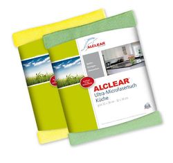ALCLEAR International panos de microfibra para cozinha, conjunto de 2, panos de cozinha adequados para casa, cozinha, gastronomia, copos e pratos, 32 x 36 cm, verde e amarelo